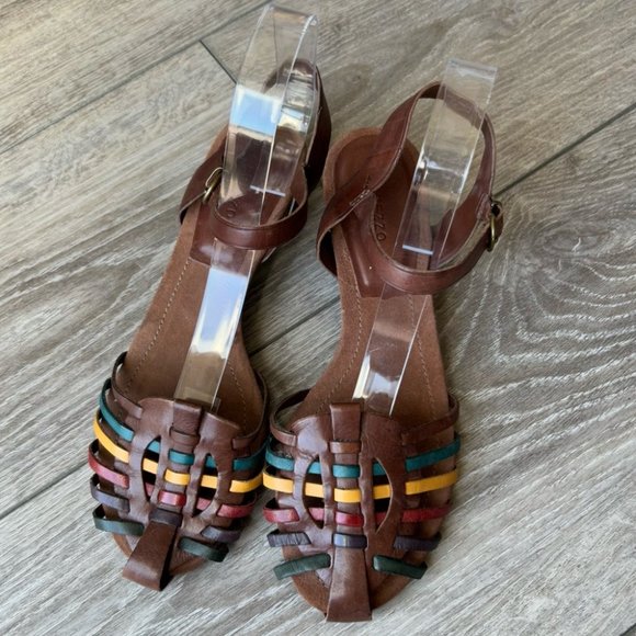 Arezzo Colourful Leather Huarache Strappy Sandal - Picture 2 of 13